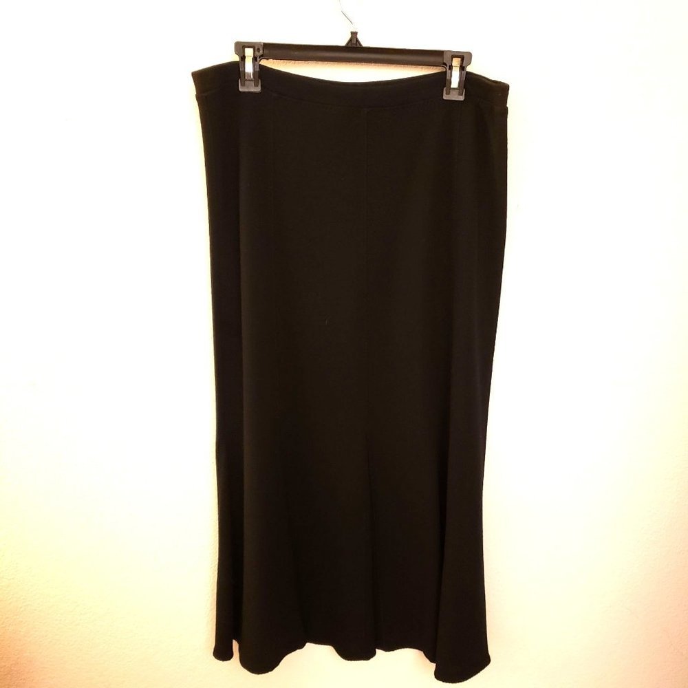 Eileen Fisher Black Wool Blend Knit Trumpet Pleat Maxi Skirt Size M EUC